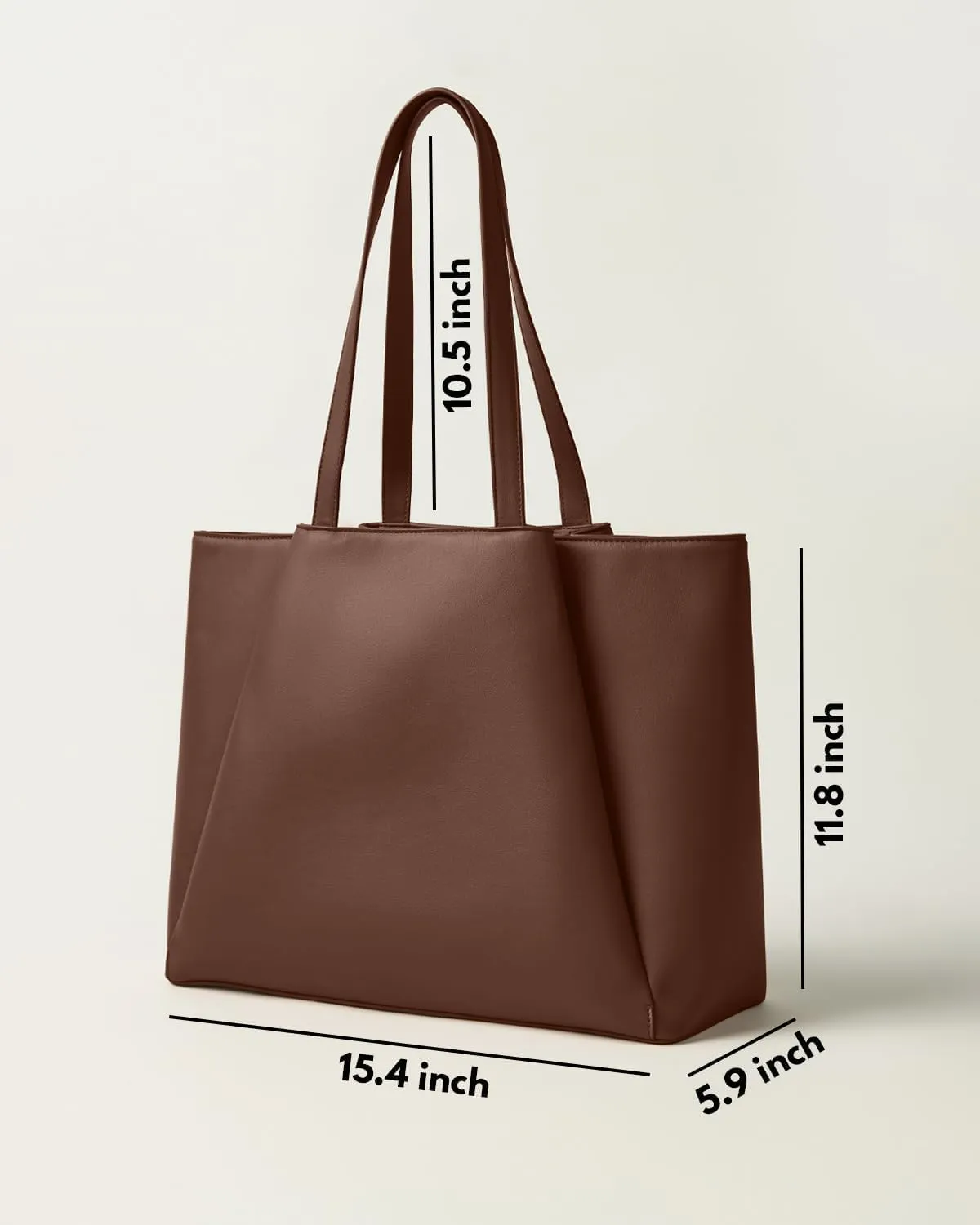 Work Tote Bags for Women 15.6 Inch - Laptop Tote Bag with Zip Compartments - Large PU Leather Office Purse Computer Briefcase