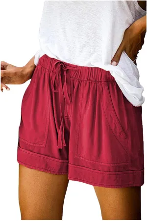 Workout Shorts Women Summers Plus Size Straight Leg Joggers Skiing Basic Solid Color Slacks Fitted Tall Hide Belly
