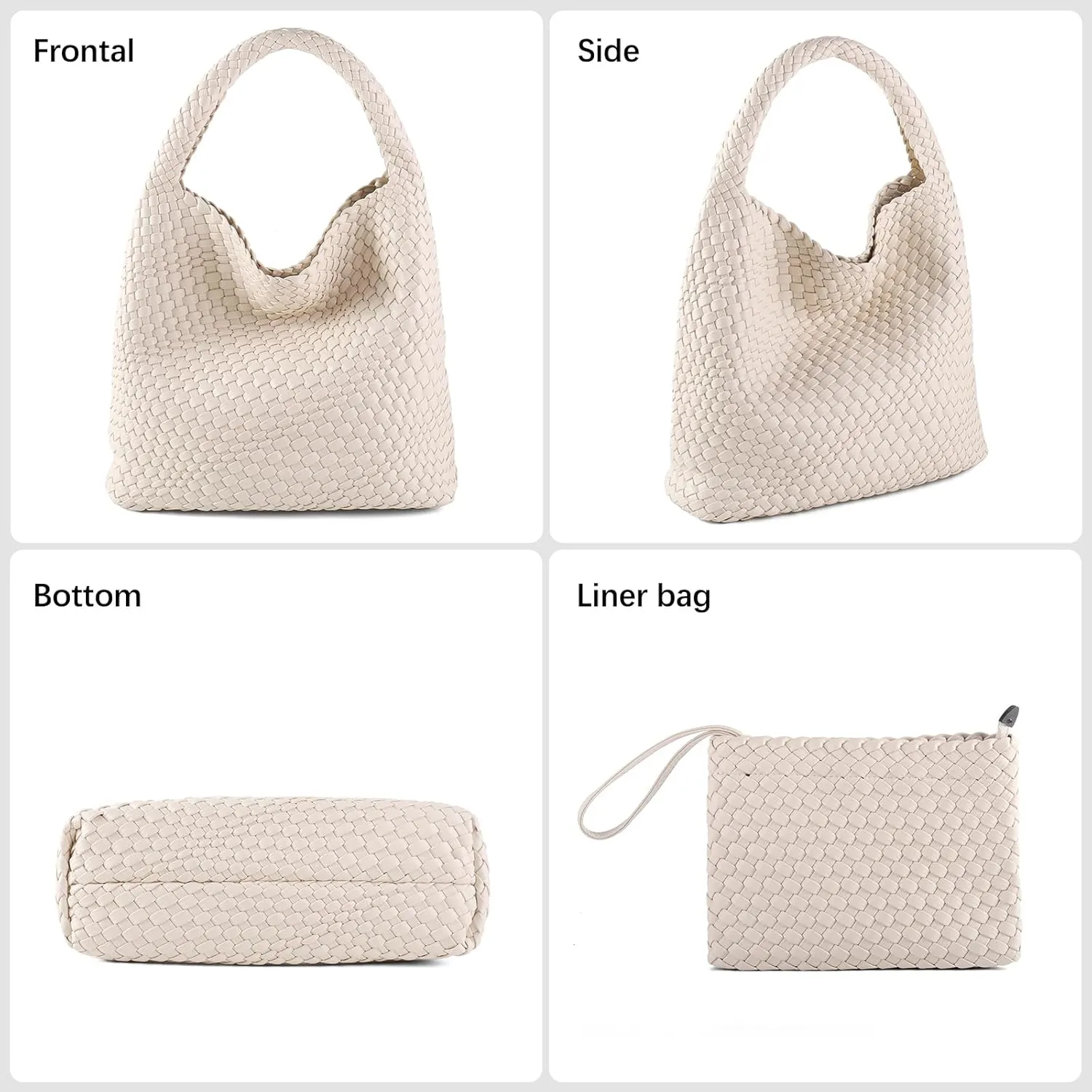 Woven Bag for Women Vegan Leather Tote Bag Large Summer Beach Travel Handbag and Purse Retro Handwoven Shoulder Bag