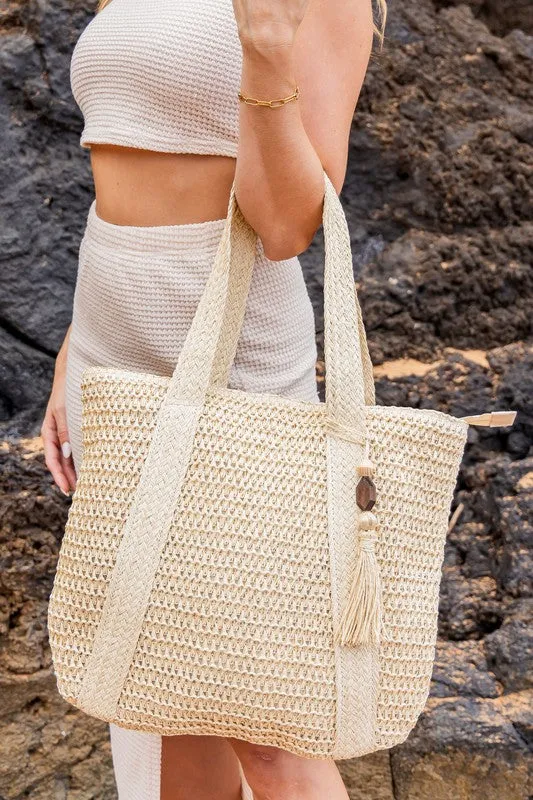 Woven Straw Tote-Tassel Tote-Carryall Straw Tote-Shoulder Bag-Messenger Bag