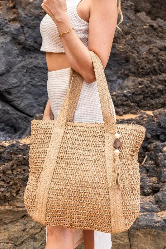 Woven Straw Tote-Tassel Tote-Carryall Straw Tote-Shoulder Bag-Messenger Bag