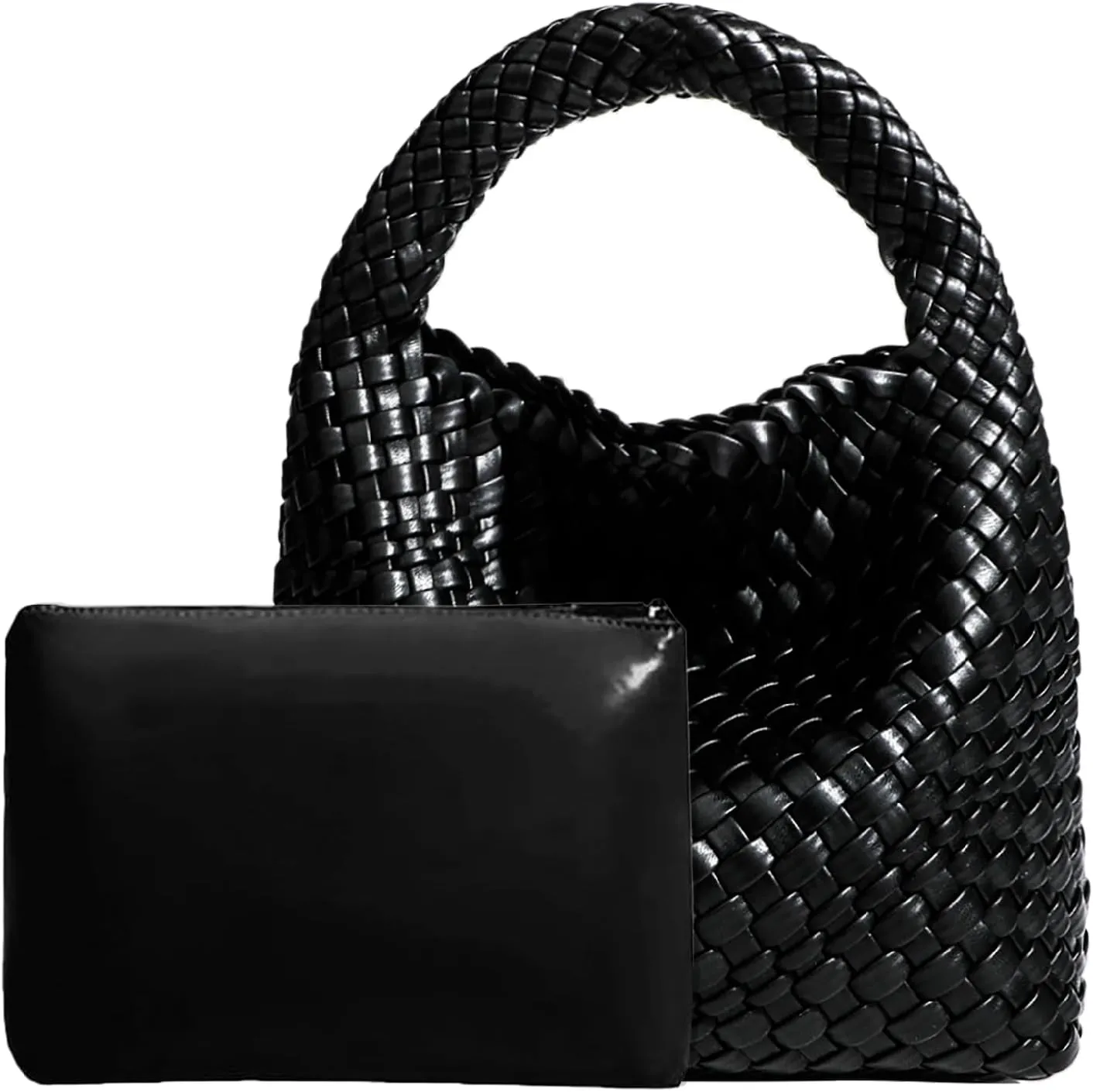 Woven Tote Bag For Women, Soft Foldable Top-Handle Wristlet Bag, Fashion Hobo Handbag, Composite Bag with Coin Purse