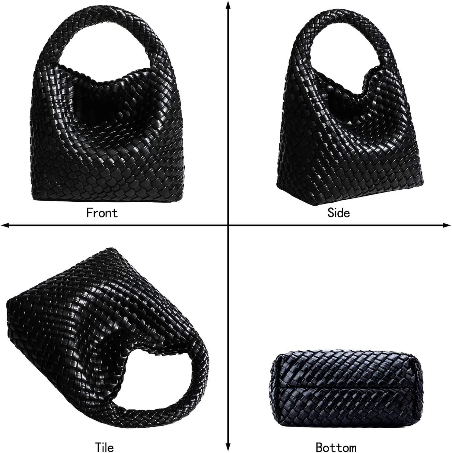 Woven Tote Bag For Women, Soft Foldable Top-Handle Wristlet Bag, Fashion Hobo Handbag, Composite Bag with Coin Purse