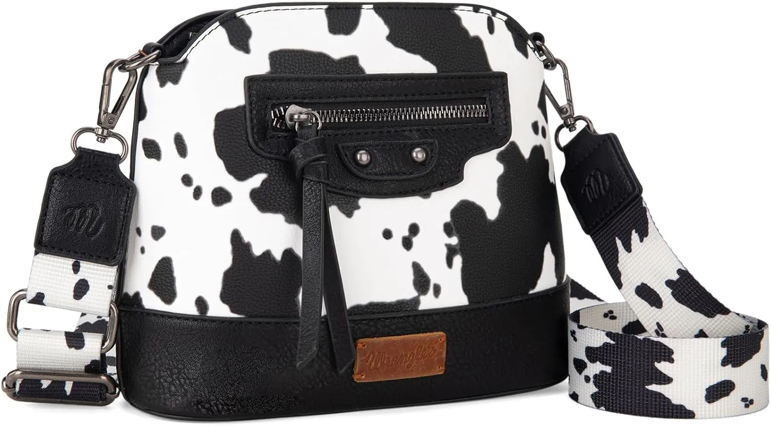 Wrangler Cow Print Crossbody Bag for Women Western Cross Body Purse with Signature Strap