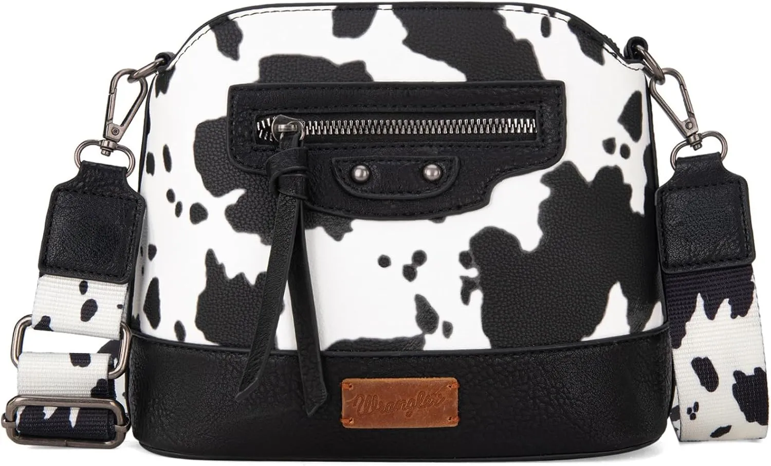 Wrangler Cow Print Crossbody Bag for Women Western Cross Body Purse with Signature Strap