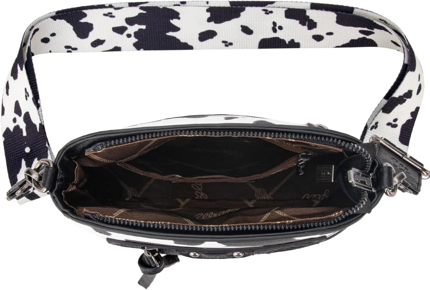 Wrangler Cow Print Crossbody Bag for Women Western Cross Body Purse with Signature Strap