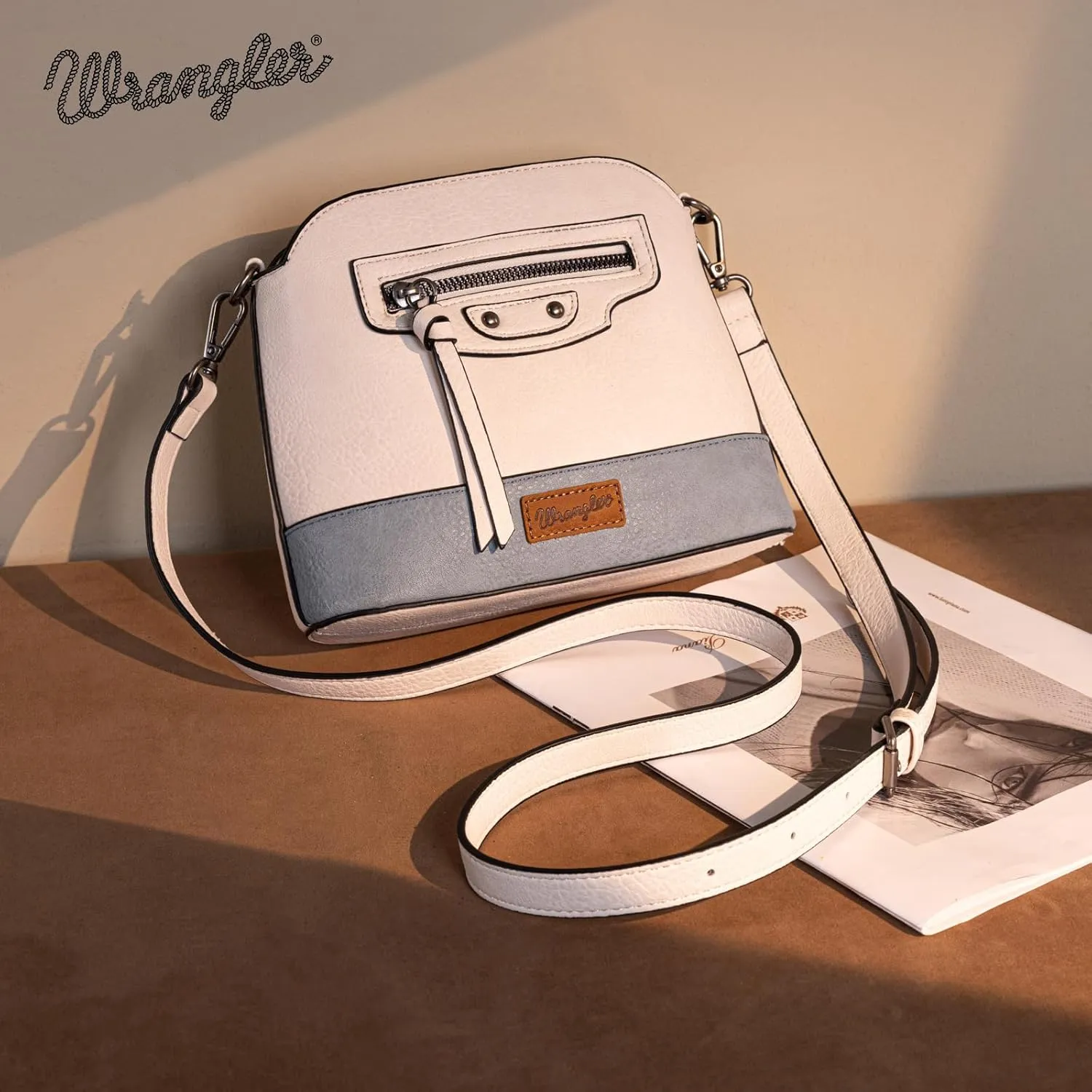 Wrangler Cow Print Crossbody Bag for Women Western Cross Body Purse with Signature Strap
