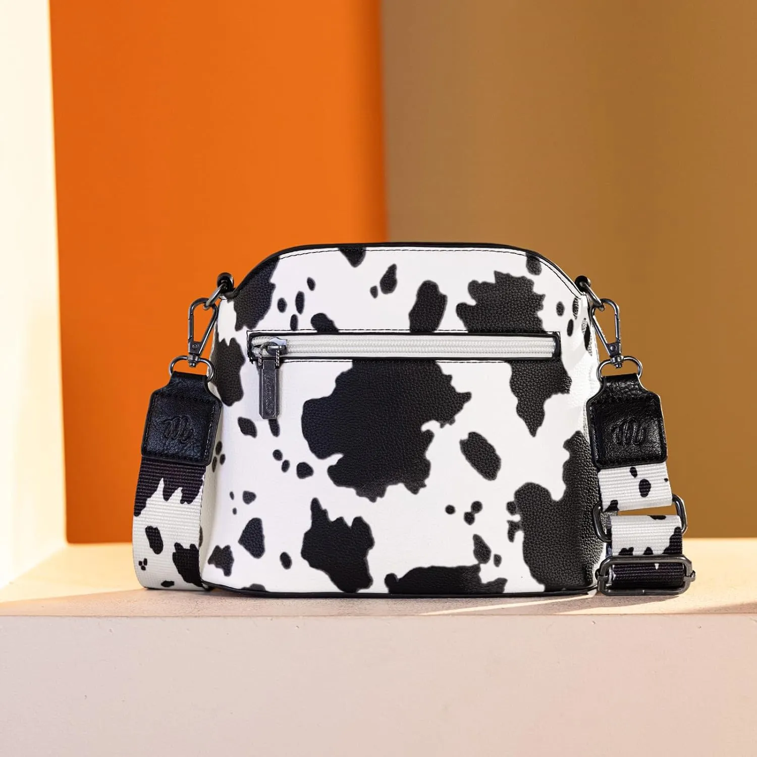 Wrangler Cow Print Crossbody Bag for Women Western Cross Body Purse with Signature Strap