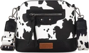 Wrangler Cow Print Crossbody Bag for Women Western Cross Body Purse with Signature Strap