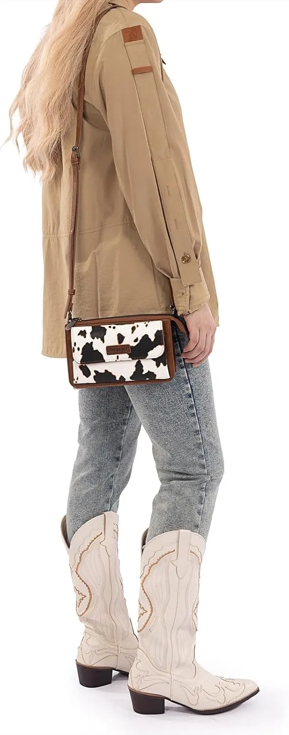 Wrangler RFID Crossbody Wallet Purse Vegan Leather Small Purses for Women with Phone Pocket and Adjustable Strap
