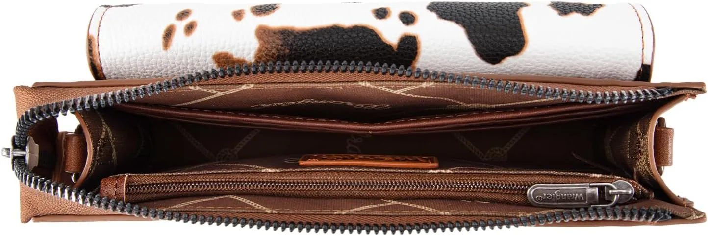 Wrangler RFID Crossbody Wallet Purse Vegan Leather Small Purses for Women with Phone Pocket and Adjustable Strap