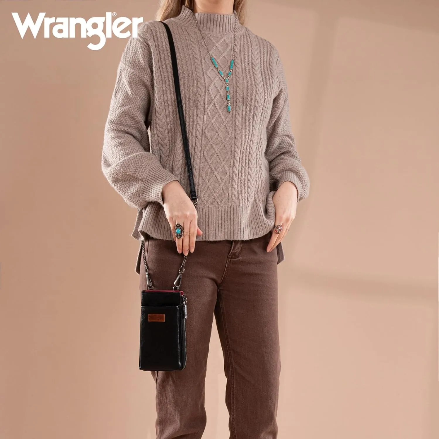Wrangler Small Crossbody Purse for Women RFID Blocking Over Shoulder Cellphone Wallet with Credit Card Slots