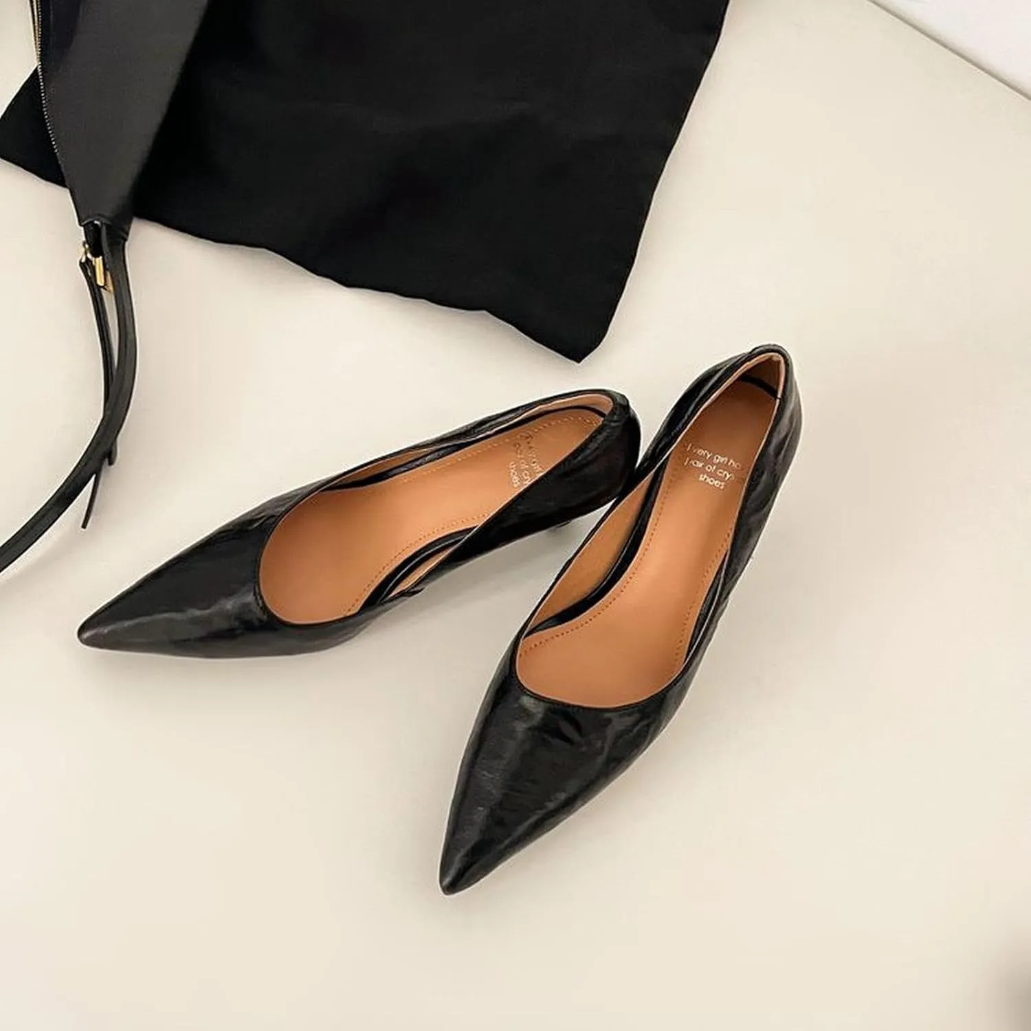 XIEDA Women's Genuine Lambskin Leather Pointed Toe Mid Heels Office Work Pumps Dress Shoes