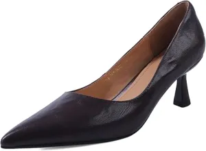 XIEDA Women's Genuine Lambskin Leather Pointed Toe Mid Heels Office Work Pumps Dress Shoes