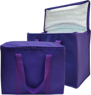 Yalin Set of 2 Large Insulated Collapsible Cooler Bags with Durable Dual Zipper Closure,Reusable Grocery Shopping Bags Keep Food Hot or Cold,Ideal for Instacart,Grocery Transport