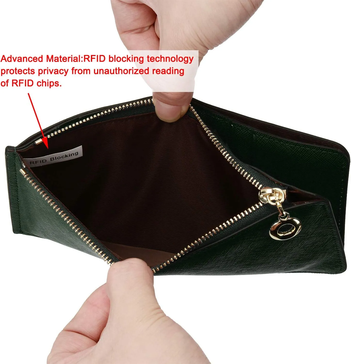 YALUXE Women's RFID Blocking Genuine Leather Multi Card Organizer Wallet with Zipper Pocket RFID Blocking