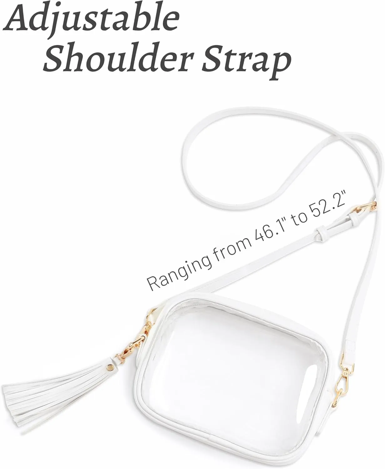 Yarnic Stadium Approved PVC Crossbody Purse - Small Clear Bag with Adjustable Shoulder Strap
