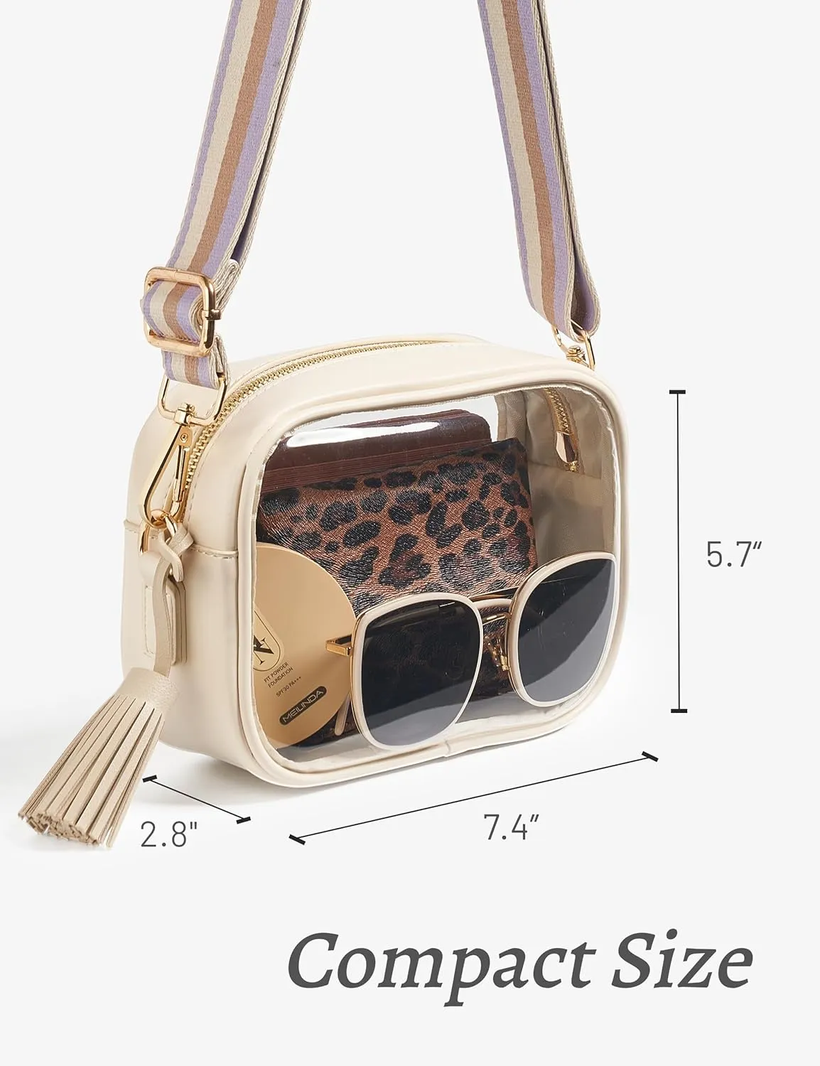 Yarnic Stadium Approved PVC Crossbody Purse - Small Clear Bag with Adjustable Shoulder Strap