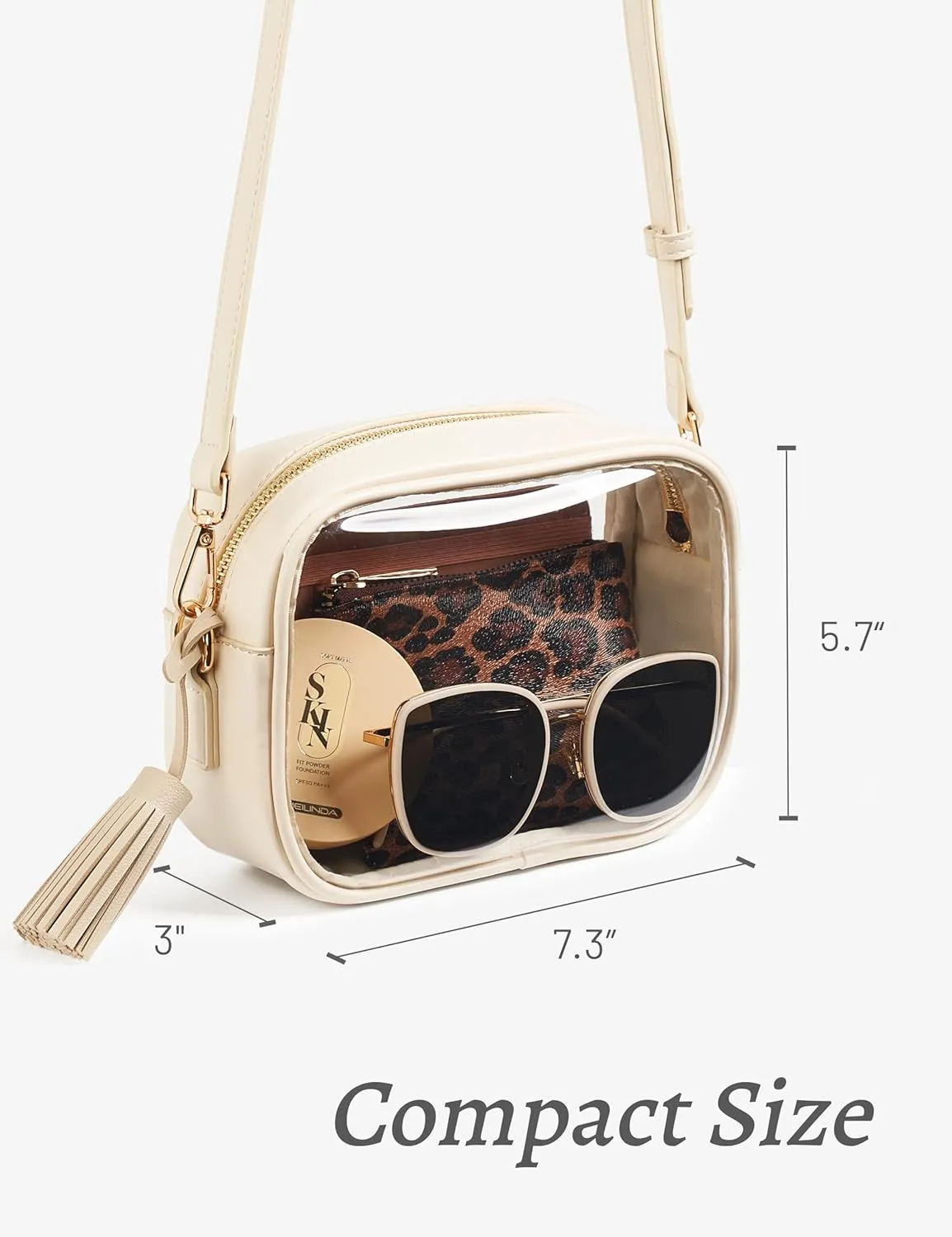 Yarnic Stadium Approved PVC Crossbody Purse - Small Clear Bag with Adjustable Shoulder Strap