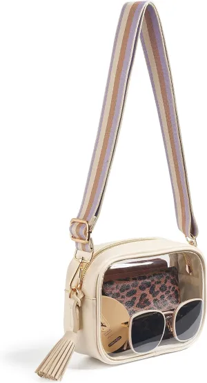 Yarnic Stadium Approved PVC Crossbody Purse - Small Clear Bag with Adjustable Shoulder Strap