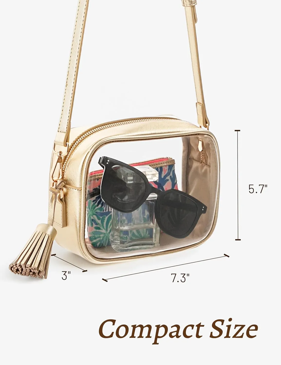 Yarnic Stadium Approved PVC Crossbody Purse - Small Clear Bag with Adjustable Shoulder Strap