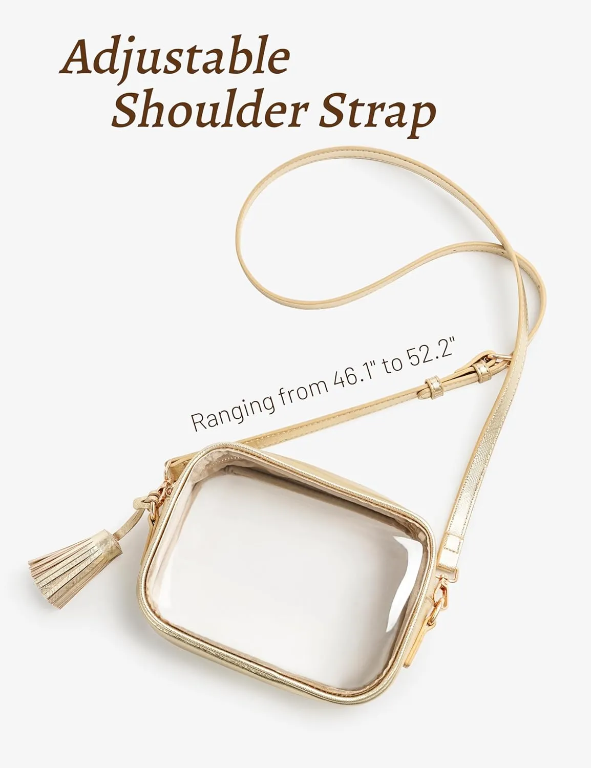 Yarnic Stadium Approved PVC Crossbody Purse - Small Clear Bag with Adjustable Shoulder Strap