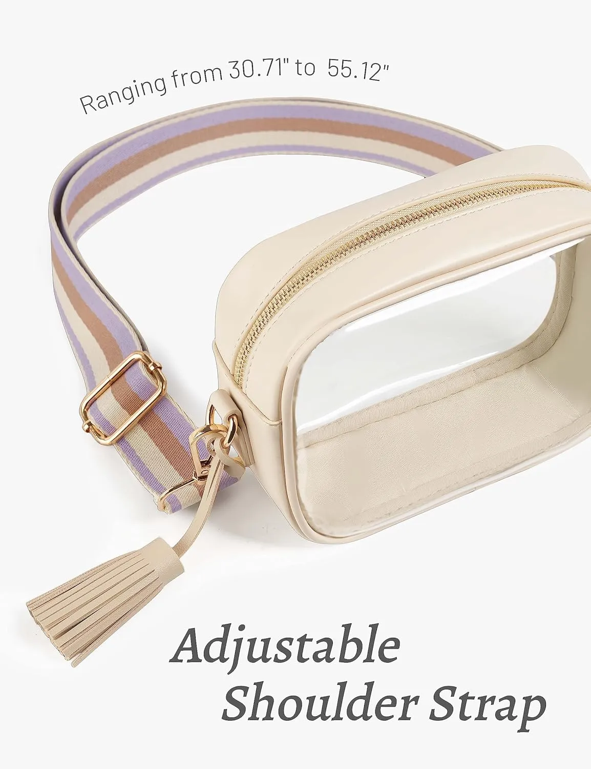 Yarnic Stadium Approved PVC Crossbody Purse - Small Clear Bag with Adjustable Shoulder Strap