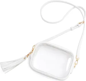 Yarnic Stadium Approved PVC Crossbody Purse - Small Clear Bag with Adjustable Shoulder Strap