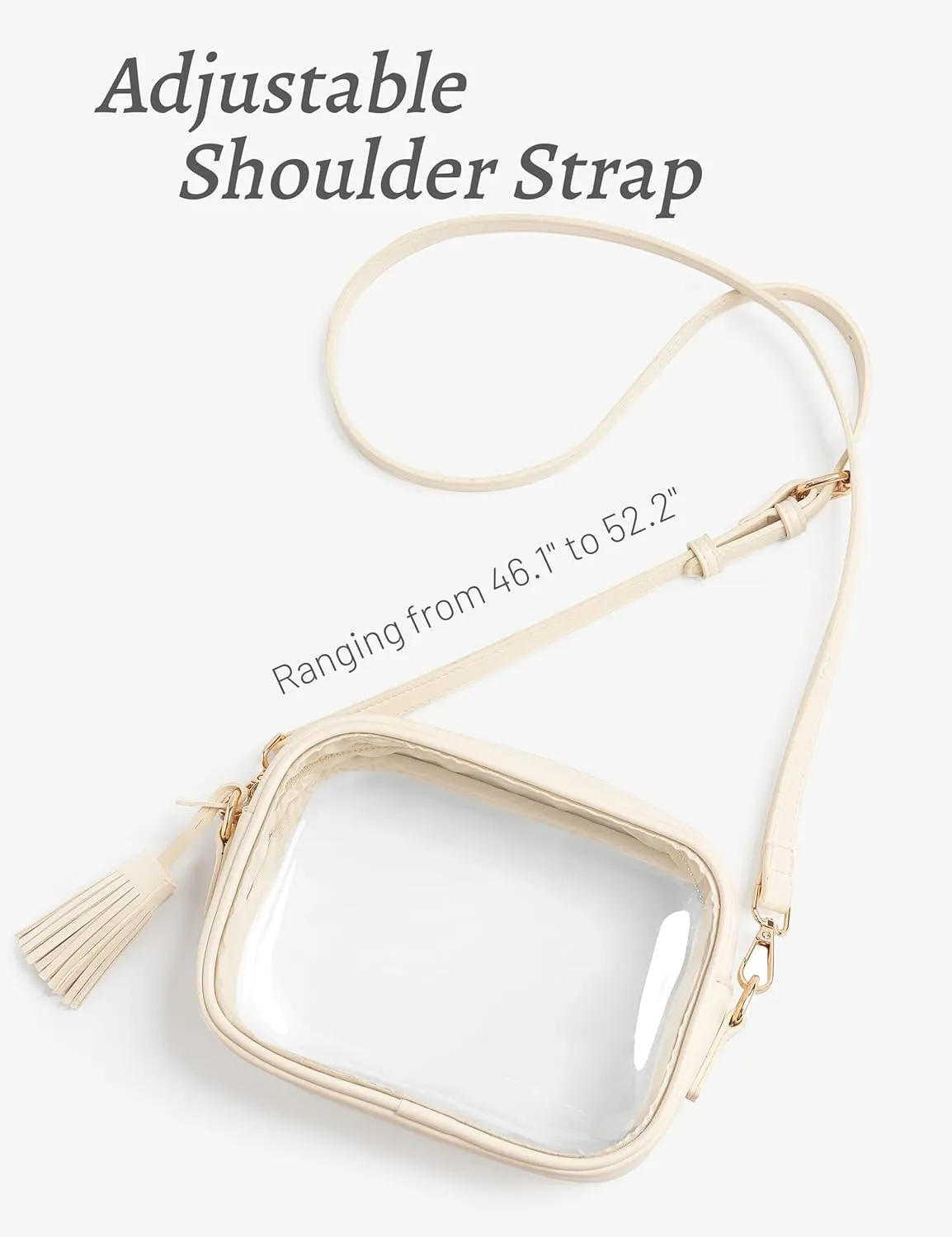 Yarnic Stadium Approved PVC Crossbody Purse - Small Clear Bag with Adjustable Shoulder Strap