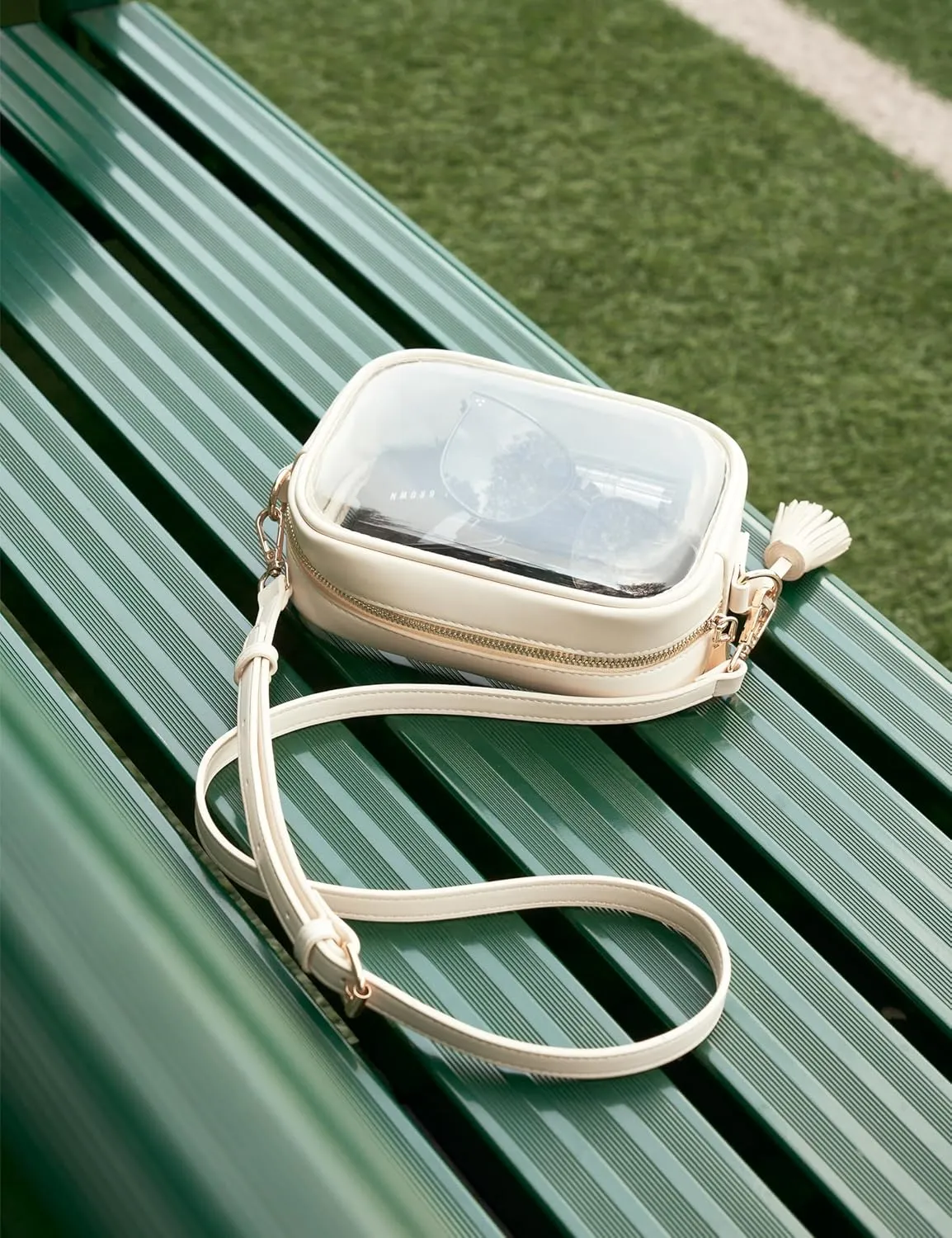 Yarnic Stadium Approved PVC Crossbody Purse - Small Clear Bag with Adjustable Shoulder Strap