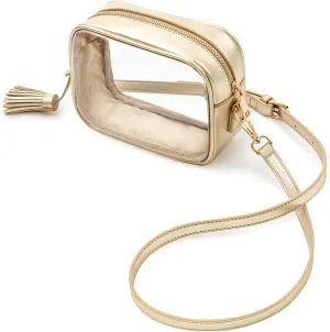 Yarnic Stadium Approved PVC Crossbody Purse - Small Clear Bag with Adjustable Shoulder Strap