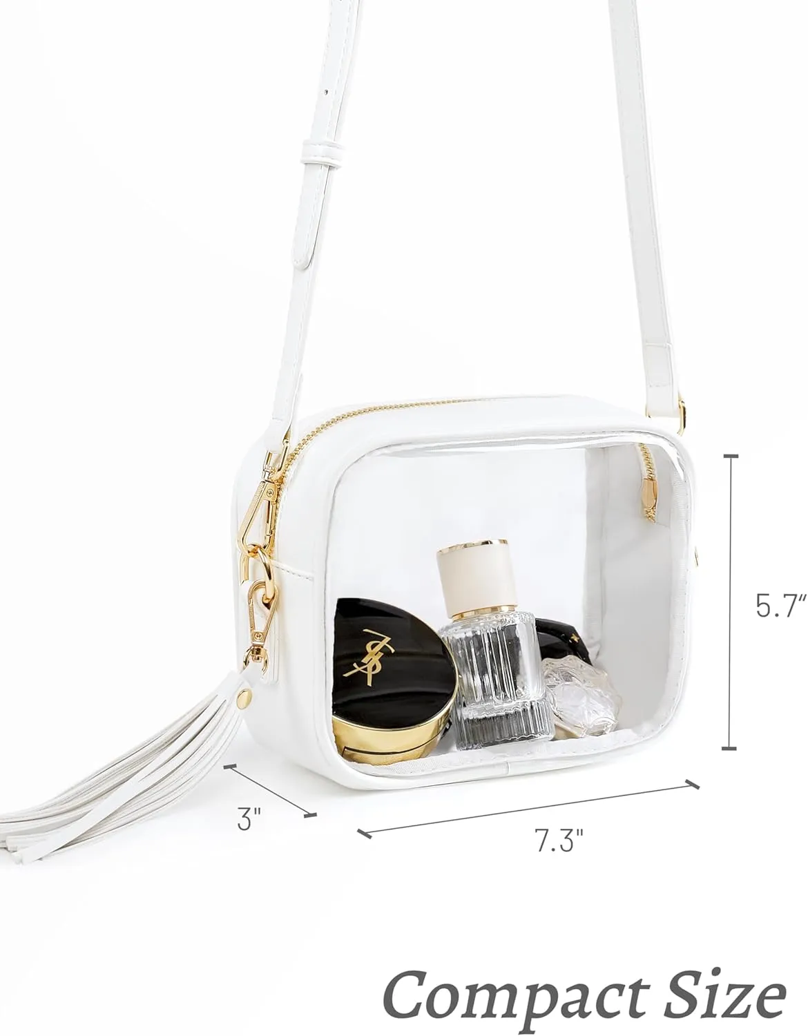 Yarnic Stadium Approved PVC Crossbody Purse - Small Clear Bag with Adjustable Shoulder Strap