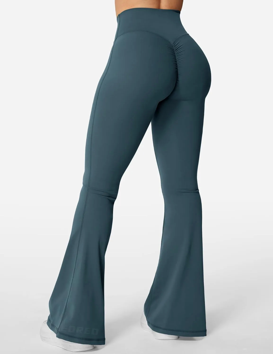 YEOREO Kalie Flare Scrunch Leggings for Women V Cross Waist Bell Bottom Yoga Pants Tummy Control Bootcut Workout Leggings
