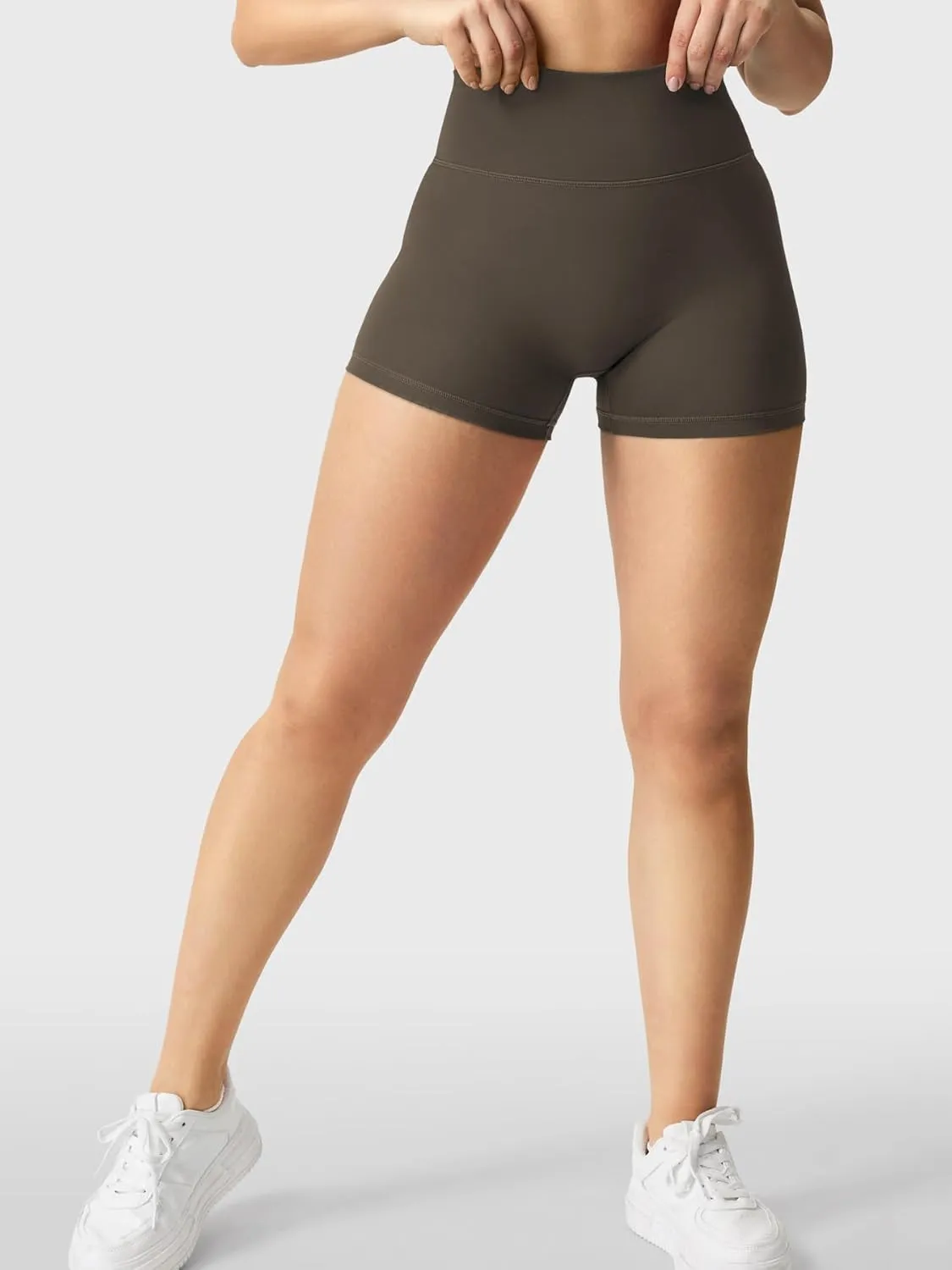 YEOREO Women's Biker Shorts 2.5" No Front Seam Elysina High Waist Hidden Scrunch Workout Gym Yoga Running Shorts