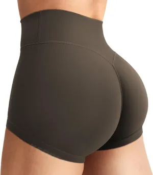 YEOREO Women's Biker Shorts 2.5" No Front Seam Elysina High Waist Hidden Scrunch Workout Gym Yoga Running Shorts