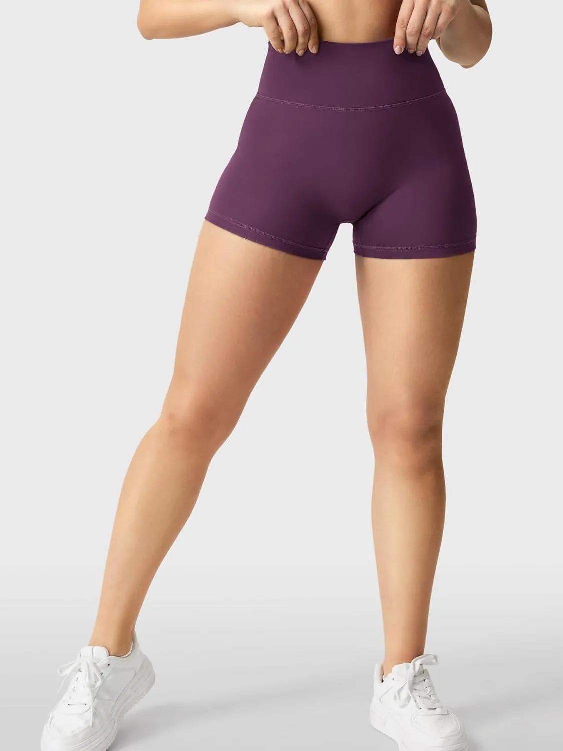 YEOREO Women's Biker Shorts 2.5" No Front Seam Elysina High Waist Hidden Scrunch Workout Gym Yoga Running Shorts