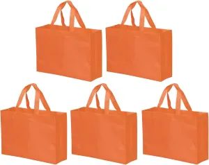YOKIVE 10 Pack Reusable Gift Bag, DIY Blank Non-Woven Tote Bags, Great for Arts Crafts Grocery(Orange, 25 x 35cm)