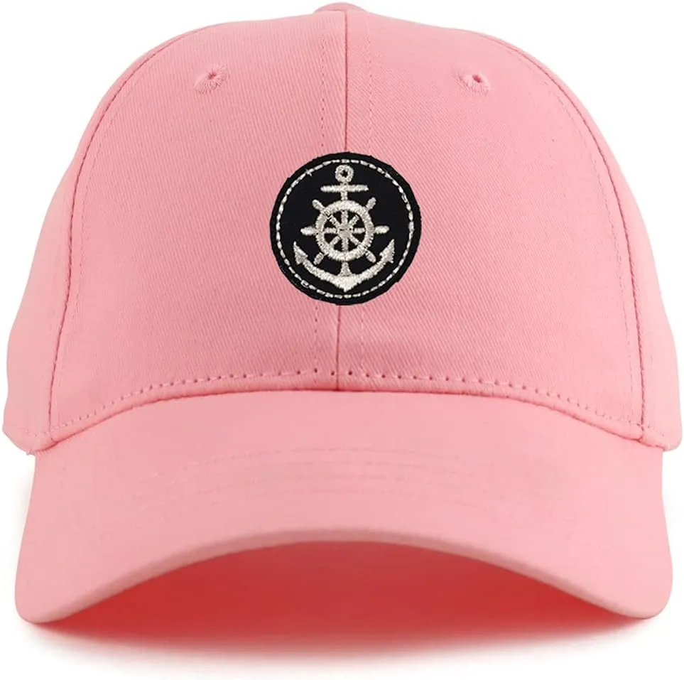 Youth Kid's Silver Anchor Patch Youth Size Twill Cotton Structured Baseball Cap