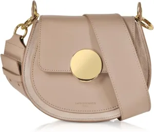 Yucca Shoulder Bag, Suede and Calf Leather, 7.9 x 6.7 x 2.4 inches