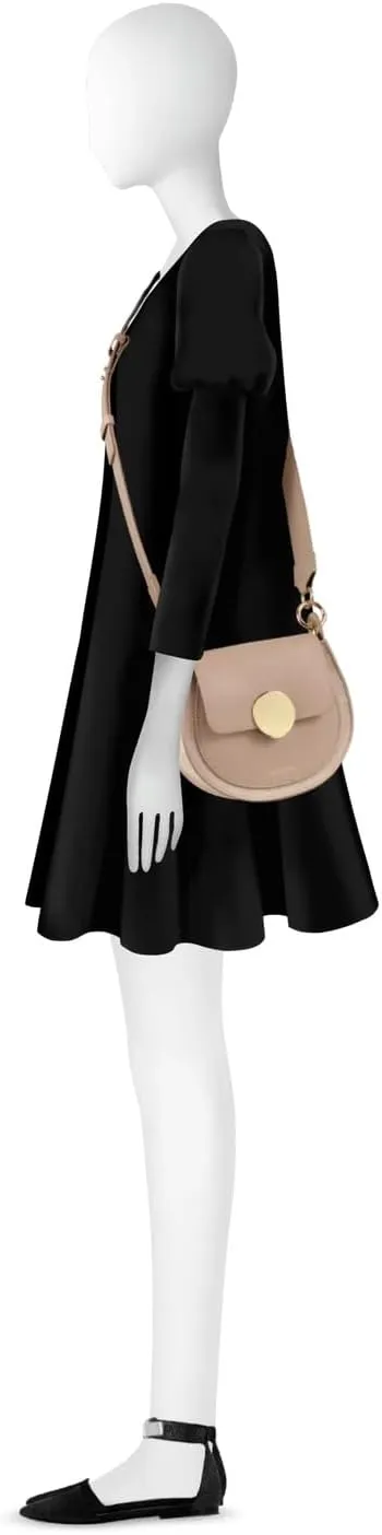 Yucca Shoulder Bag, Suede and Calf Leather, 7.9 x 6.7 x 2.4 inches