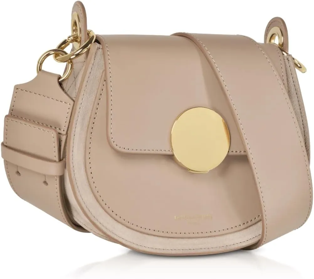 Yucca Shoulder Bag, Suede and Calf Leather, 7.9 x 6.7 x 2.4 inches