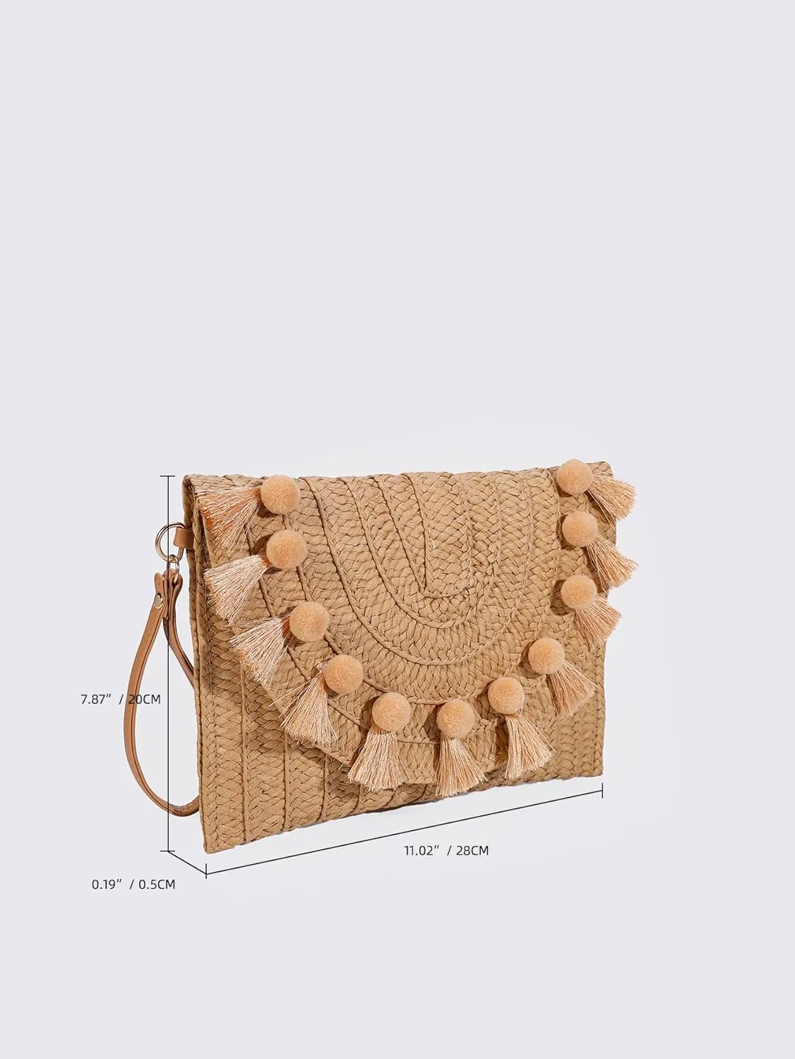 YYW Straw Clutch,Straw Handbag Clutch for Women Summer Beach Straw Woven Envelope Purse Wallet