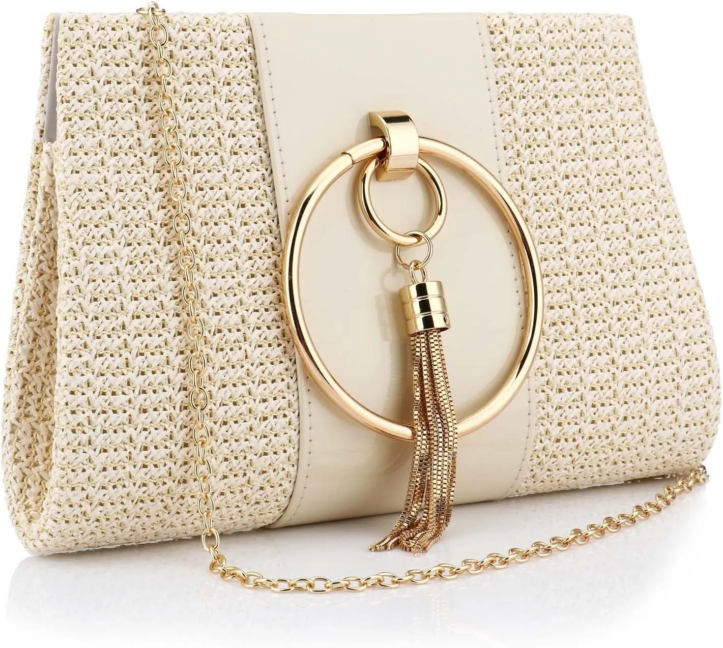 YYW Summer Beach Straw Evening Bag,Straw Clutch Purse Straw Handbag Shoulder Bag Top-handle Bag