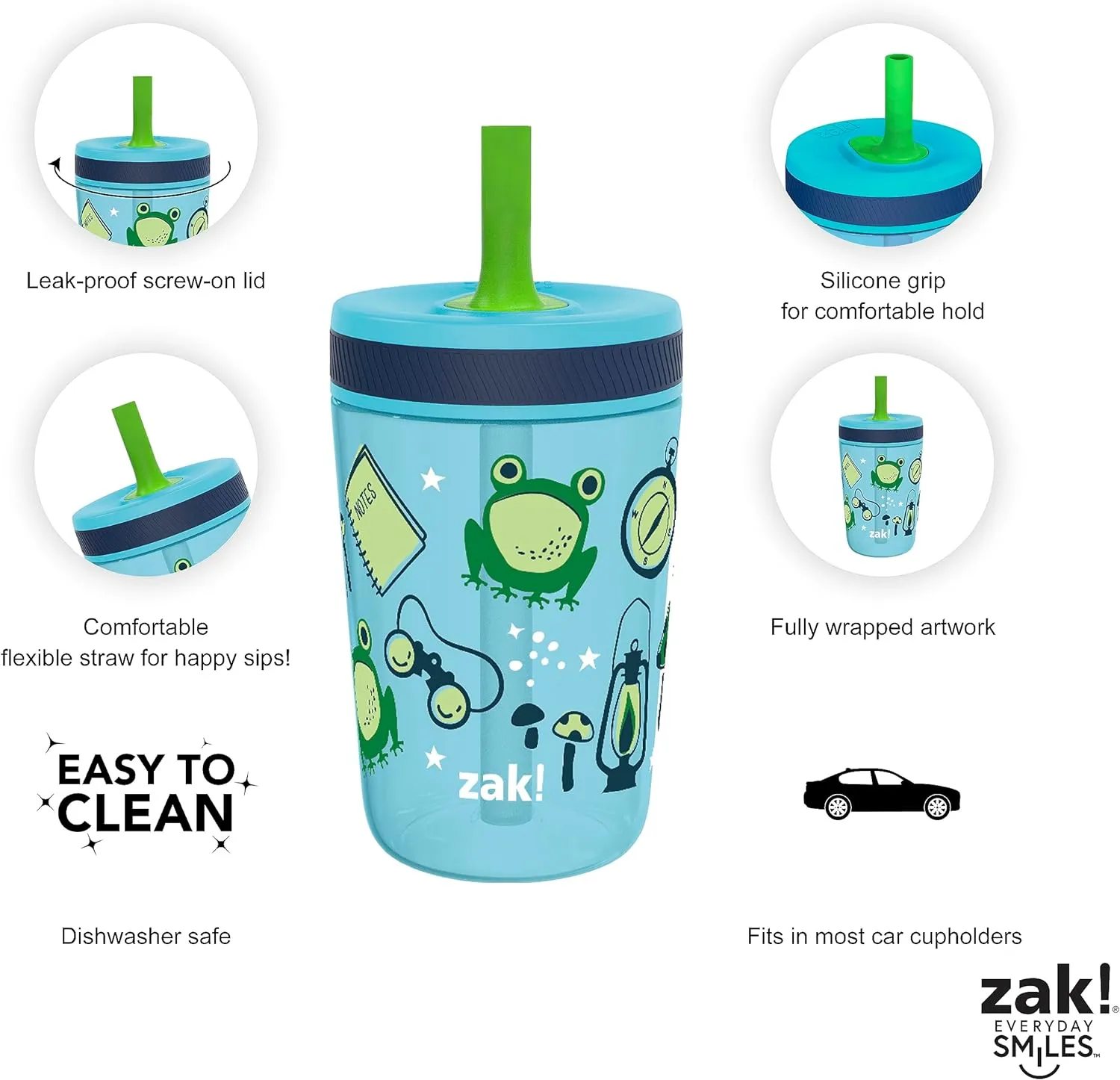 Zak Designs Campout and Camping Kelso Tumbler Set, Leak-Proof Screw-On Lid with Straw, Bundle for Kids Includes Plastic and Stainless Steel Cups with Bonus Sipper, 3pc Set, Non-BPA,15 fl oz