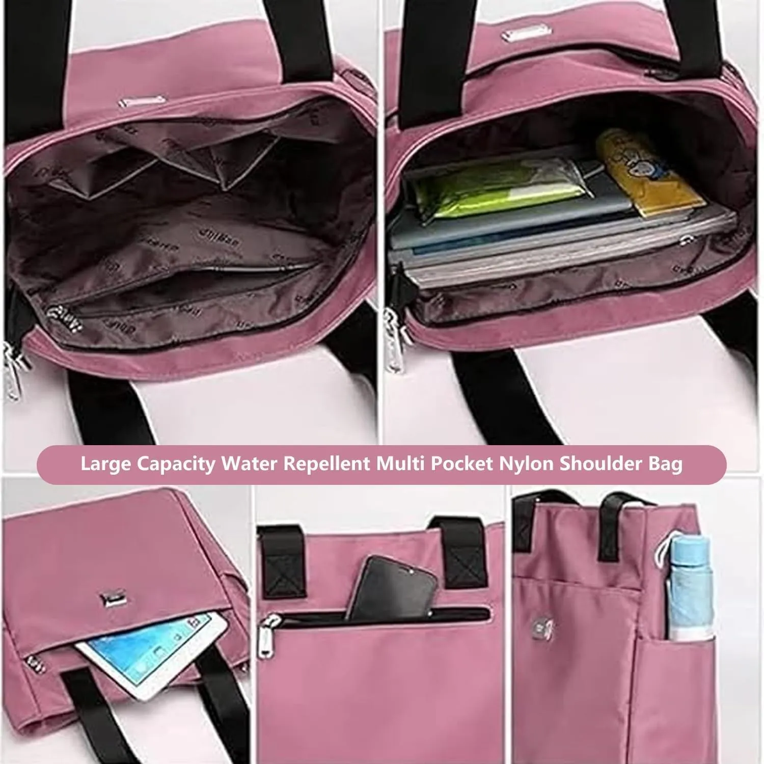 Zcjeaneviln Bag Waterproof, 2025 Large Capacity Waterproof Multi Pocket Nylon Shoulder Bag, Stylish and Lightweigh (Purple)