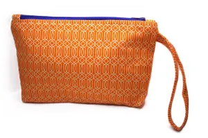 Zippered Wristlet-Handbag-Pouch (Orange Deco)
