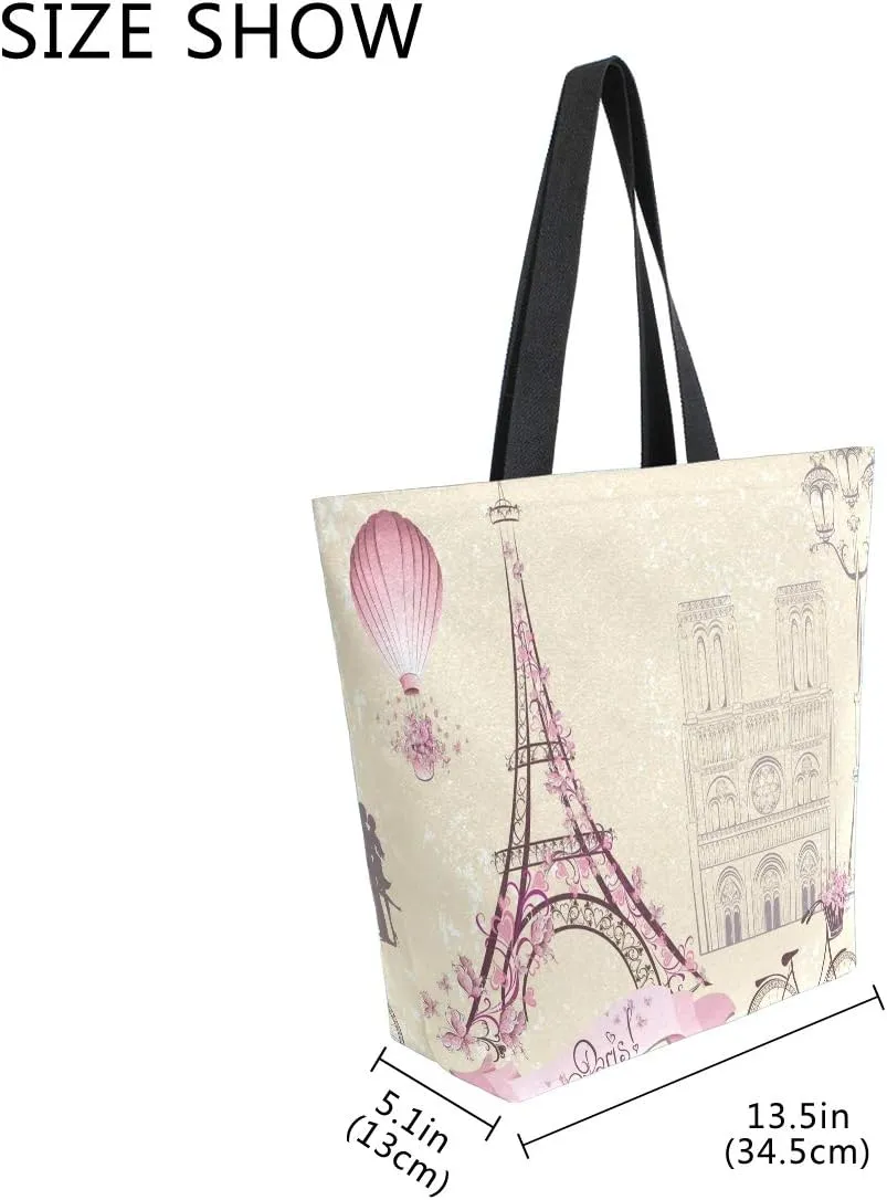 ZZKKO Japanese Cherry Canvas Tote Grocery Bag Shoulder Casual Book Bag