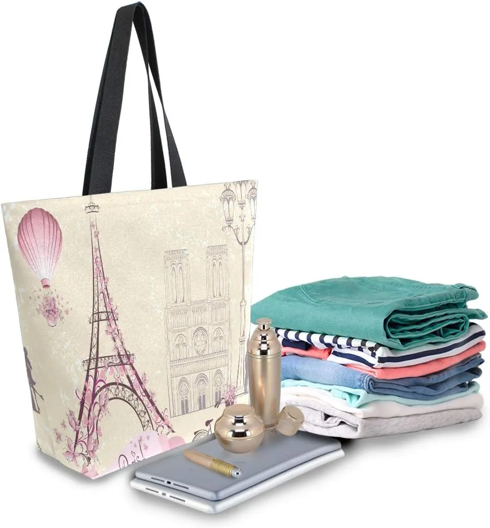 ZZKKO Japanese Cherry Canvas Tote Grocery Bag Shoulder Casual Book Bag