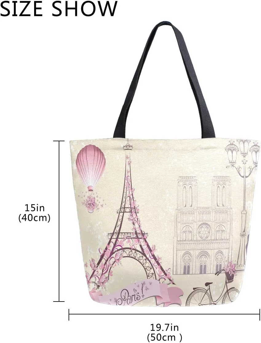 ZZKKO Japanese Cherry Canvas Tote Grocery Bag Shoulder Casual Book Bag