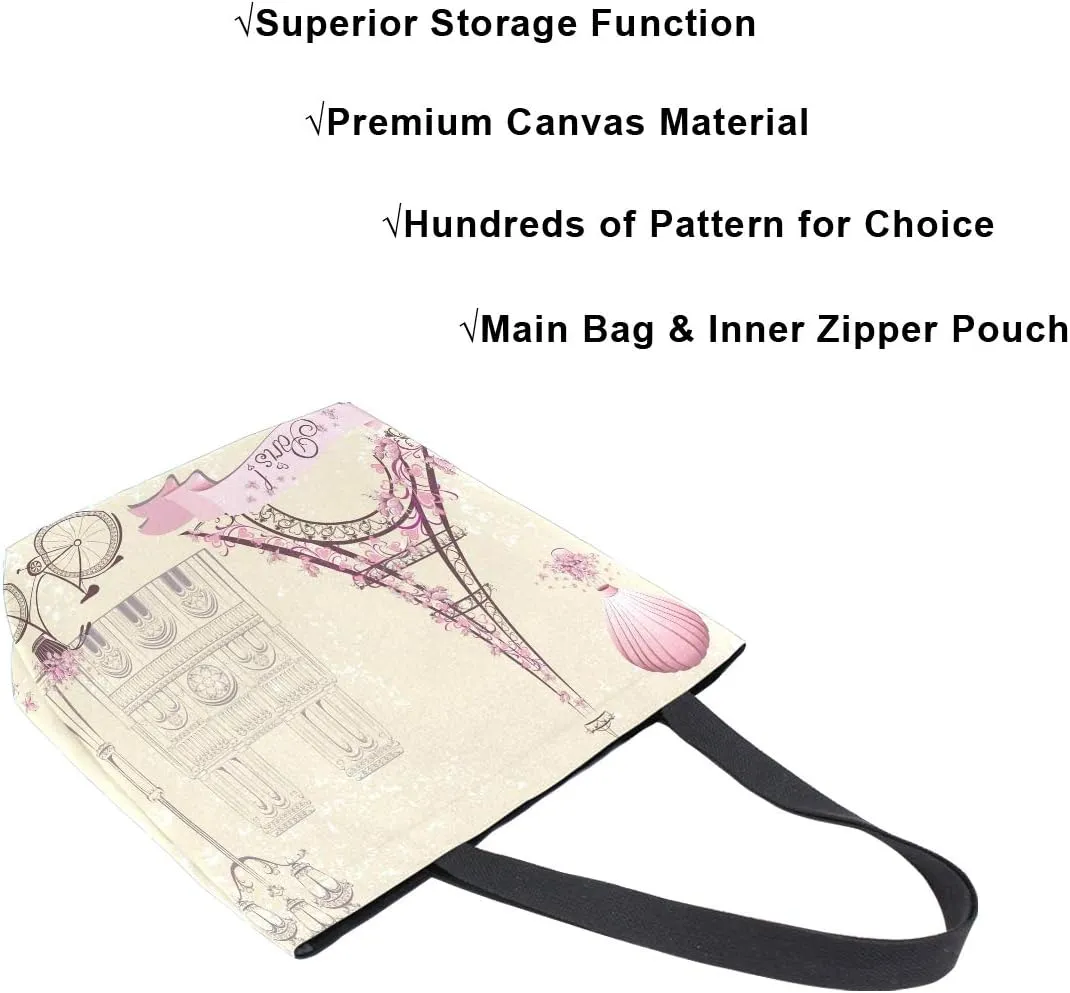 ZZKKO Japanese Cherry Canvas Tote Grocery Bag Shoulder Casual Book Bag
